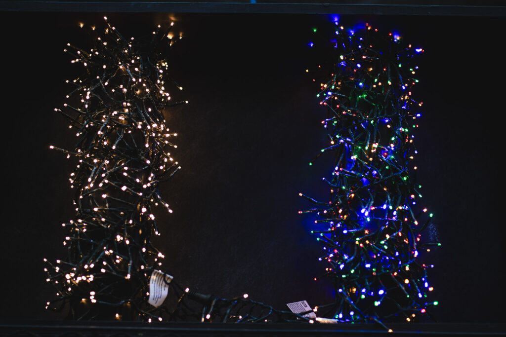 Christmas lights pillars display